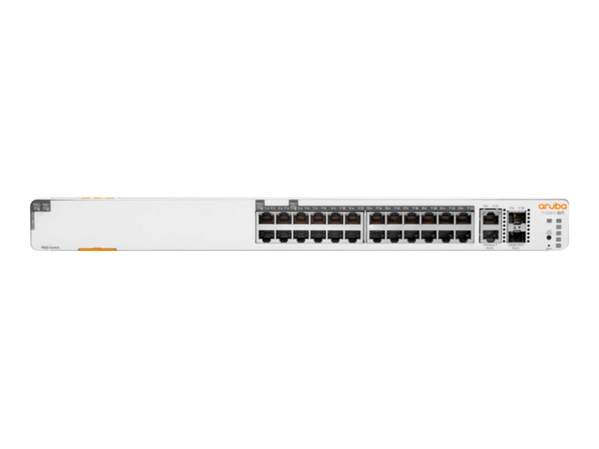 HPE Networking Instant On 1960 24G 20p Class4 4p Class6 PoE 2XGT 2SFP+ 370W Switch - Switch - L3 Lite - managed - 24 x 10/100/1000 + 2 x 10 Gigabit SFP+ + 2 x 100/1000/10GBase-T - an Rack montierbar - PoE (370 W)