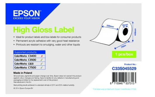Epson Hochglänzend - weiß - Rolle (22 cm x 750 m) 1 Rolle(n) Etiketten
