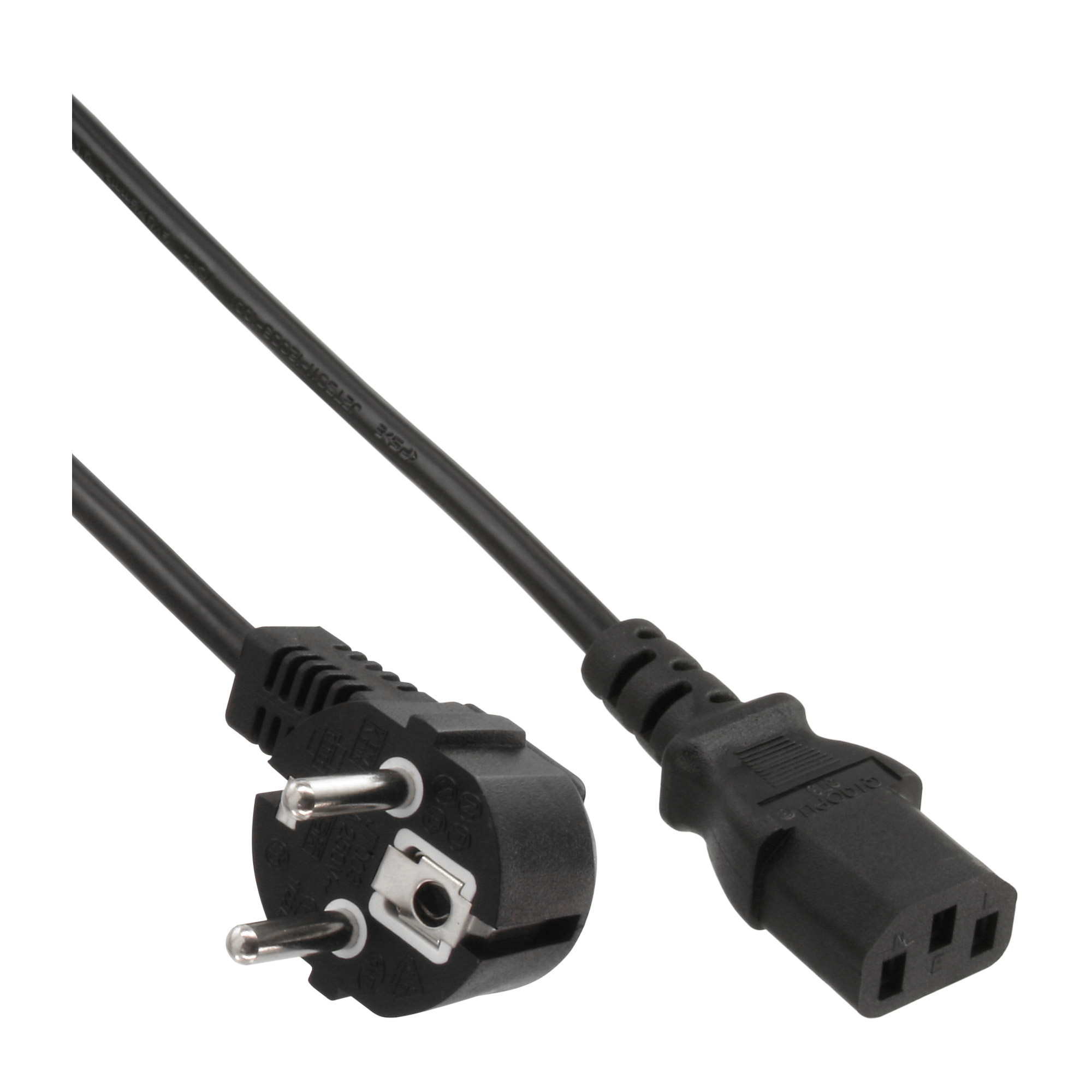 InLine Netzkabel - Schutzkontakt gewinkelt auf Kaltgerätestecker C13 - 7m