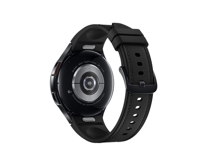 Samsung Galaxy Watch6 Classic - 47 mm - intelligente Uhr mit Band - Hybrid-Eco-Leder - schwarz - Bandgröße: M/L - Anzeige 3.73 cm (1.5")