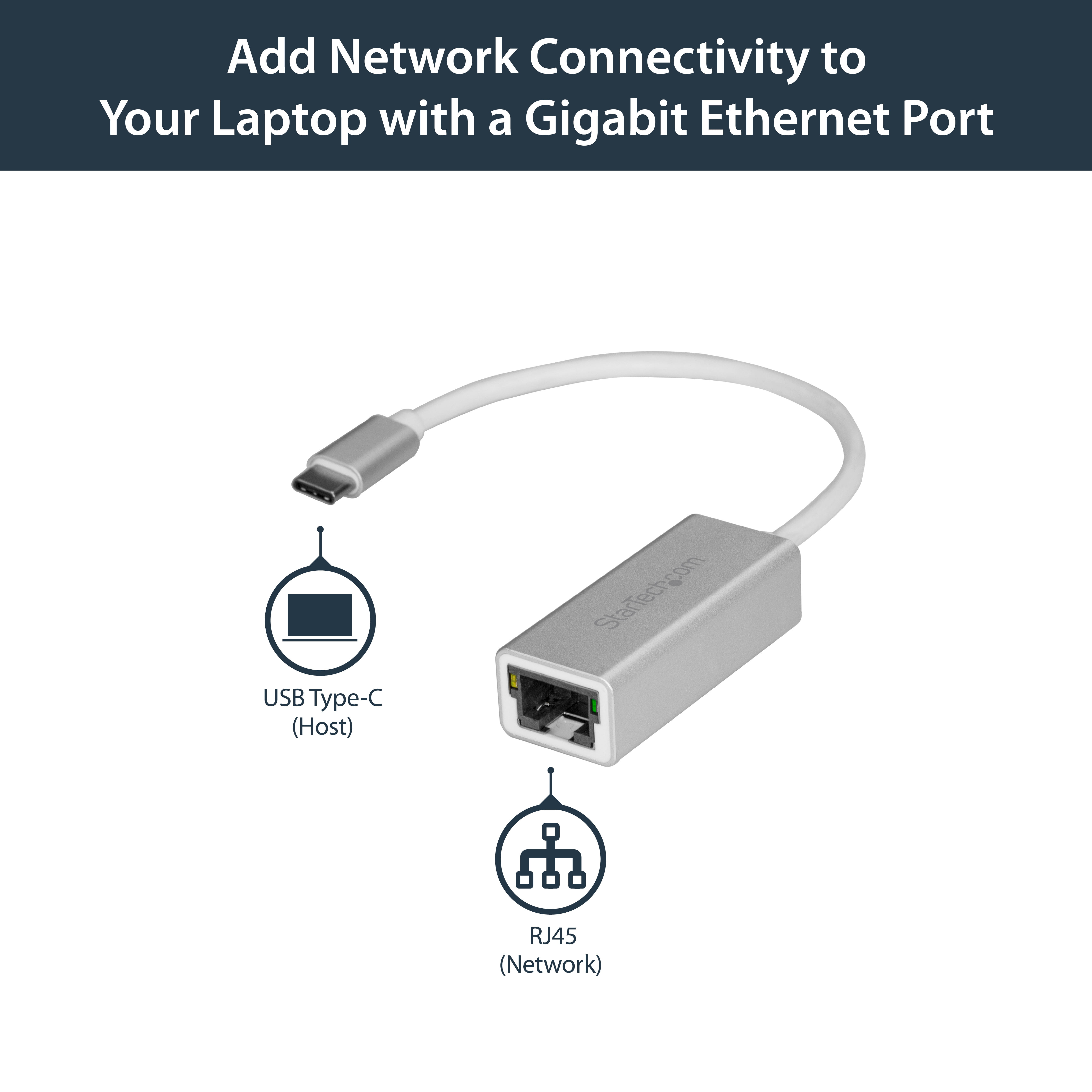 StarTech.com USB-C to Gigabit Ethernet Adapter - Aluminum - Thunderbolt 3 Port Compatible - USB Type C Network Adapter (US1GC30A)