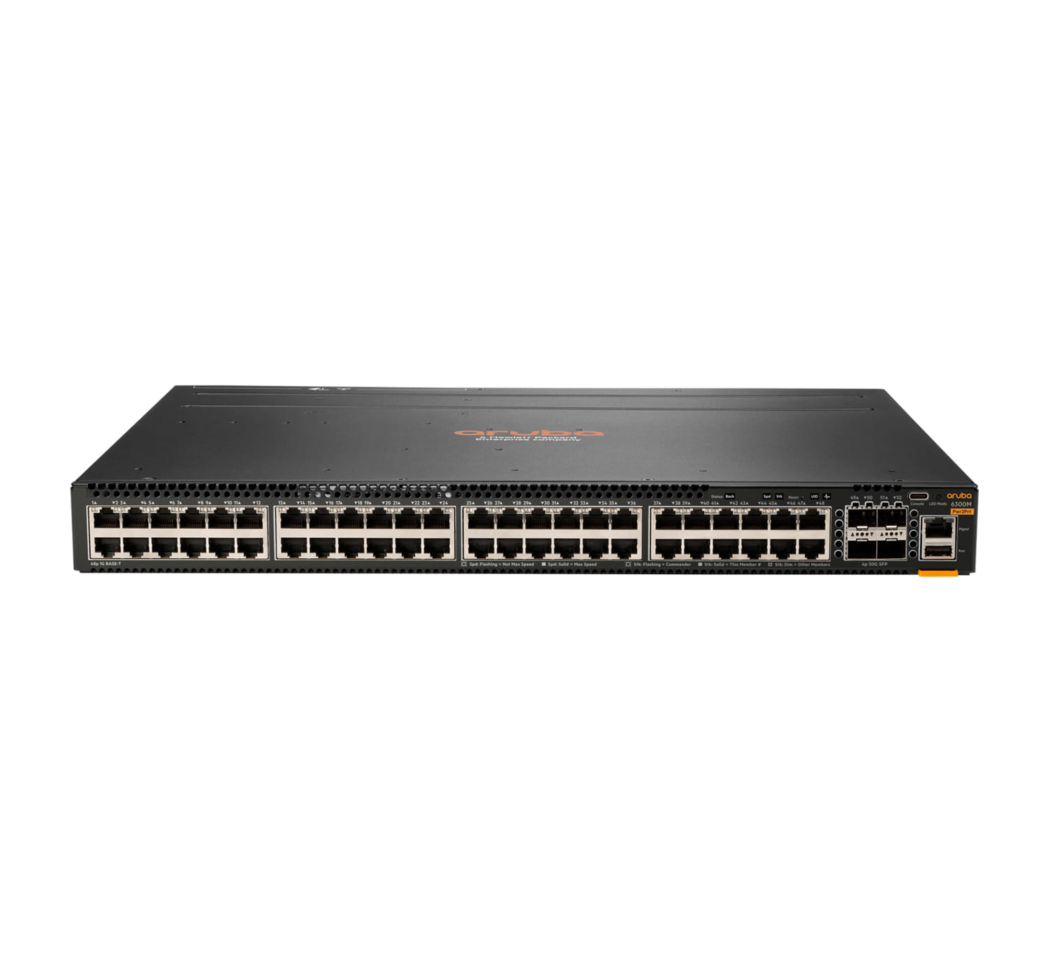 HPE Aruba 6300M - Switch - L3 - managed - 48 x 10/100/1000 + 4 x 1 Gigabit / 10 Gigabit / 25 Gigabit / 50 Gigabit SFP56 (Uplink / Stacking)