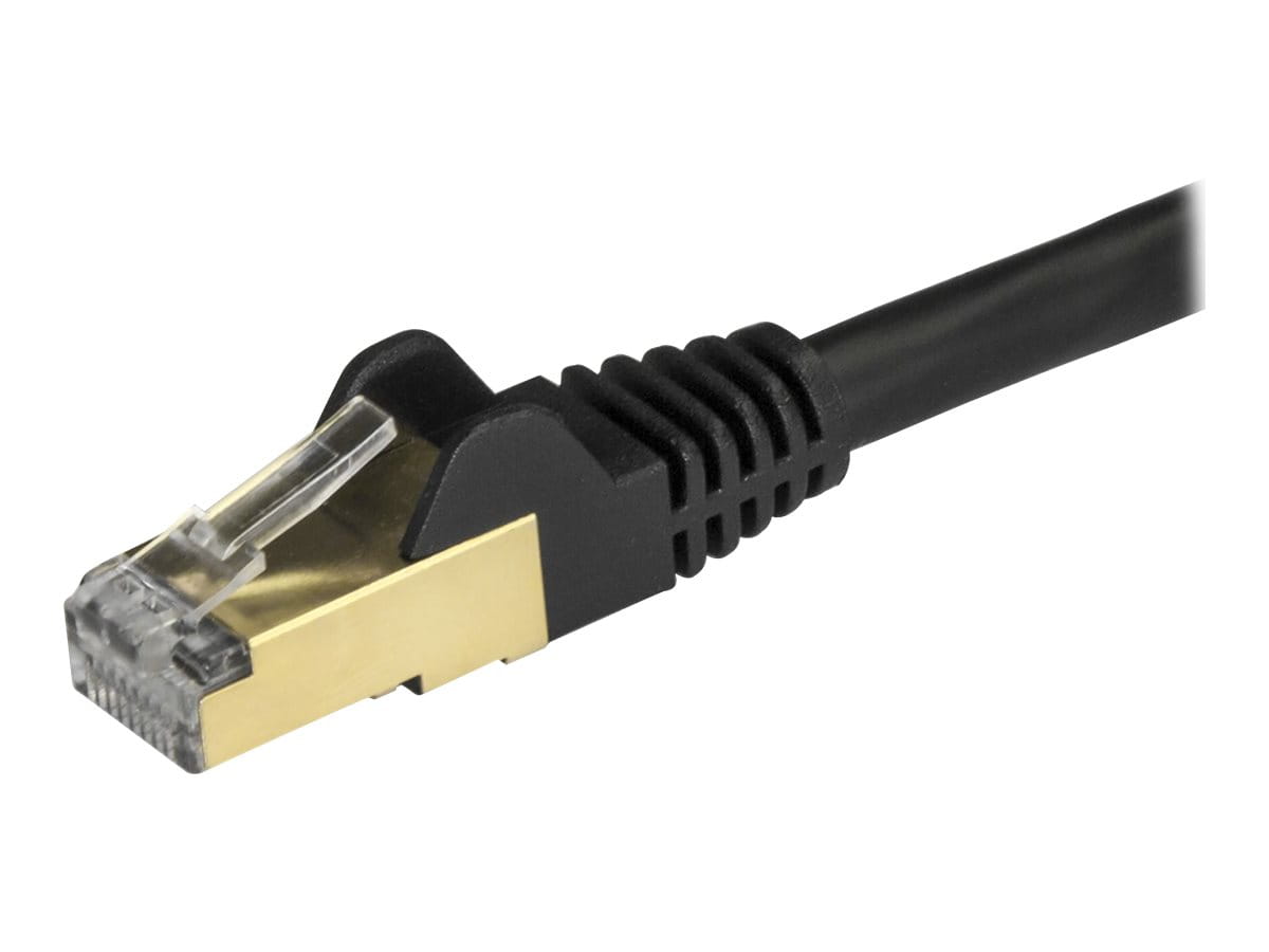 StarTech.com 3m CAT6A Ethernet Cable, 10 Gigabit Shielded Snagless RJ45 100W PoE Patch Cord, CAT 6A 10GbE STP Network Cable w/Strain Relief, Black, Fluke Tested/UL Certified Wiring/TIA - Category 6A - 26AWG (6ASPAT3MBK)