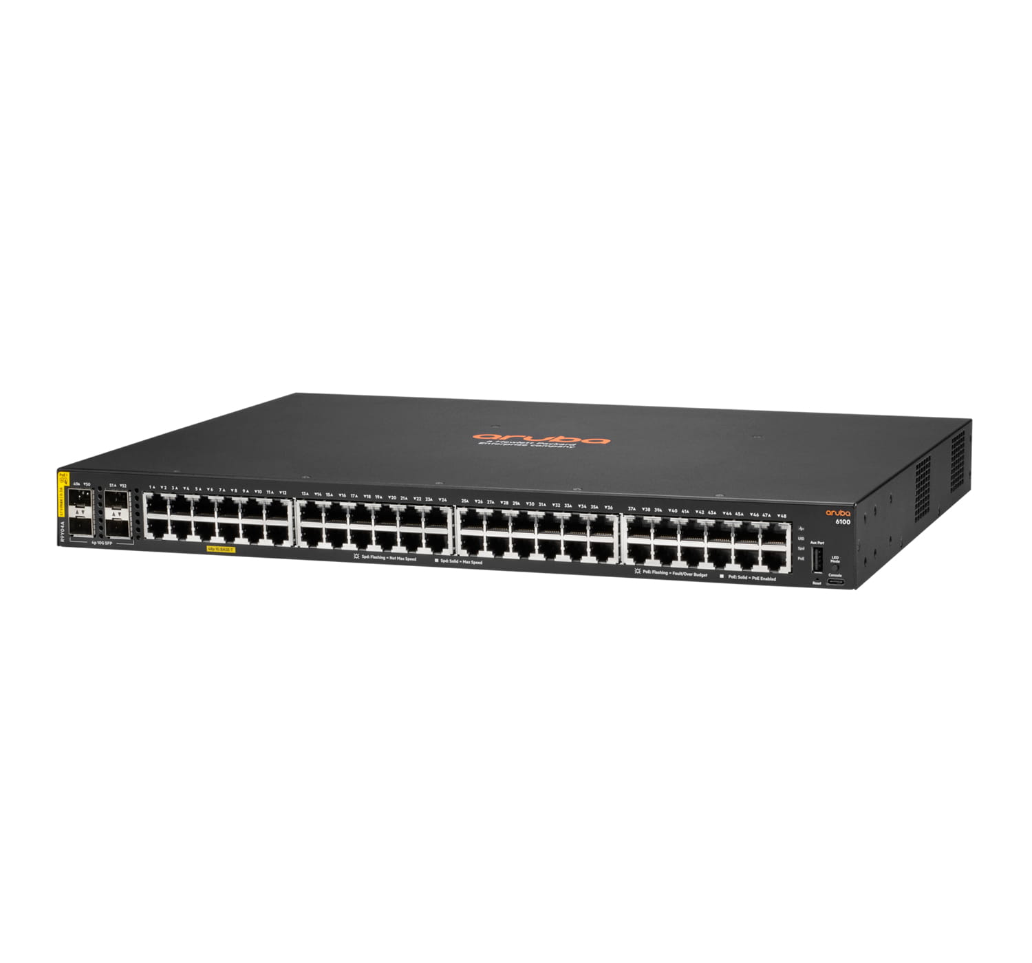 HPE Aruba Networking CX 6100 48G Class4 PoE 4SFP+ 740W Switch - Switch - L3 - managed - 48 x 10/100/1000 (PoE+)