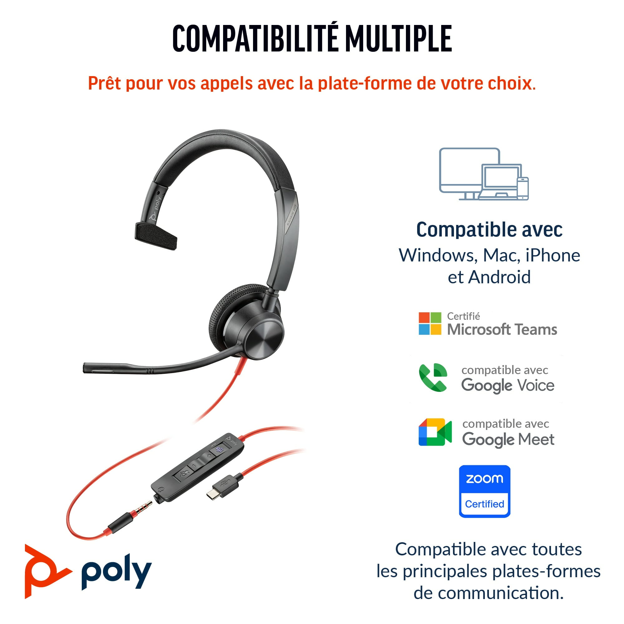 HP Poly Blackwire 3315 - Blackwire 3300 series - Headset