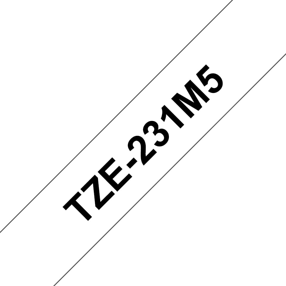Brother TZe-231 - Klebstoff - Schwarz auf Weiß - Rolle (1,2 cm x 8 m)