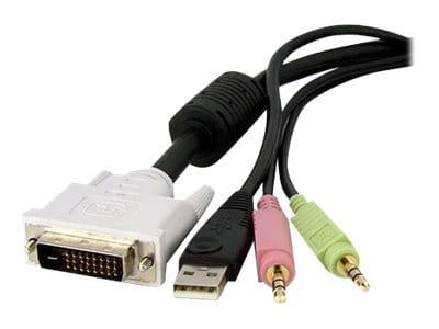 StarTech.com 3 m 4-in-1 USB Dual Link DVI-D KVM-Switchkabel mit Audio und Mikrofon - Tastatur- / Video- / Maus- / Audio-Kabel - USB, mini-phone stereo 3.5 mm, DVI-D (M)