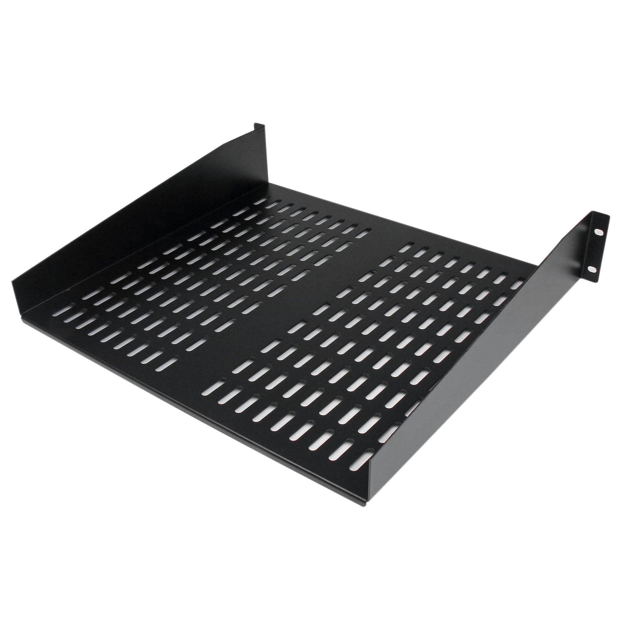 StarTech.com 2HE Universal Rack Mount Fachboden belüftet und freitragend für 19 Server Racks - 16Zoll, schwarz (CABSHELFV)