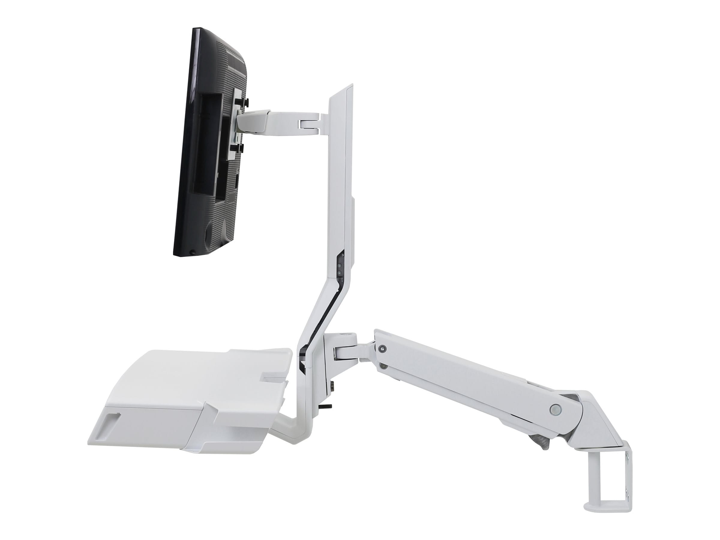 Ergotron Sit-Stand Combo Arm - Befestigungskit (Handgelenkkissen, Wandmontagehalterung, Display-Halterung, Schienenmontage Halterungsset, Mausablage zum Herausziehen, Combo Schwenkarm, Arbeitsfläche mit Tastaturablage, Scanner- und Maushalter)