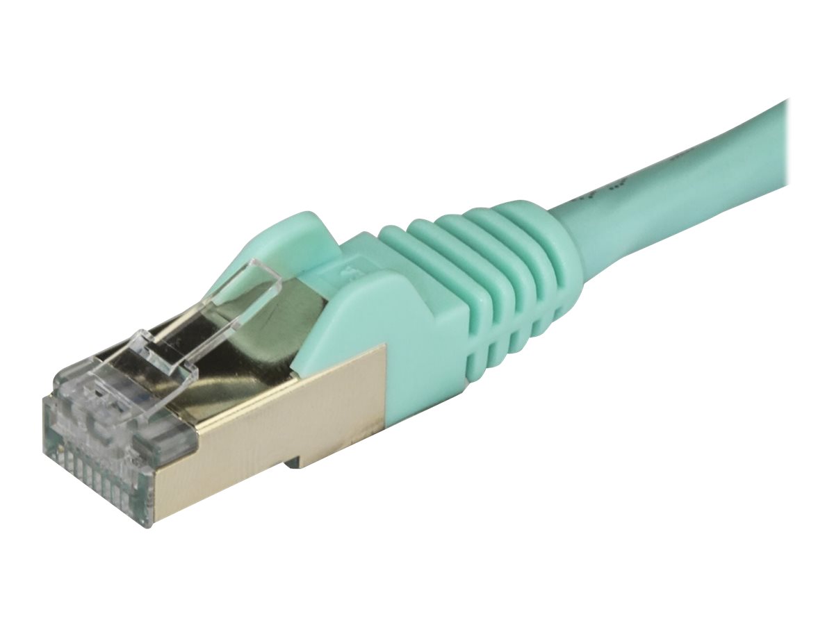 StarTech.com 3m CAT6A Ethernet Cable, 10 Gigabit Shielded Snagless RJ45 100W PoE Patch Cord, CAT 6A 10GbE STP Network Cable w/Strain Relief, Aqua, Fluke Tested/UL Certified Wiring/TIA - Category 6A - 26AWG (6ASPAT3MAQ)