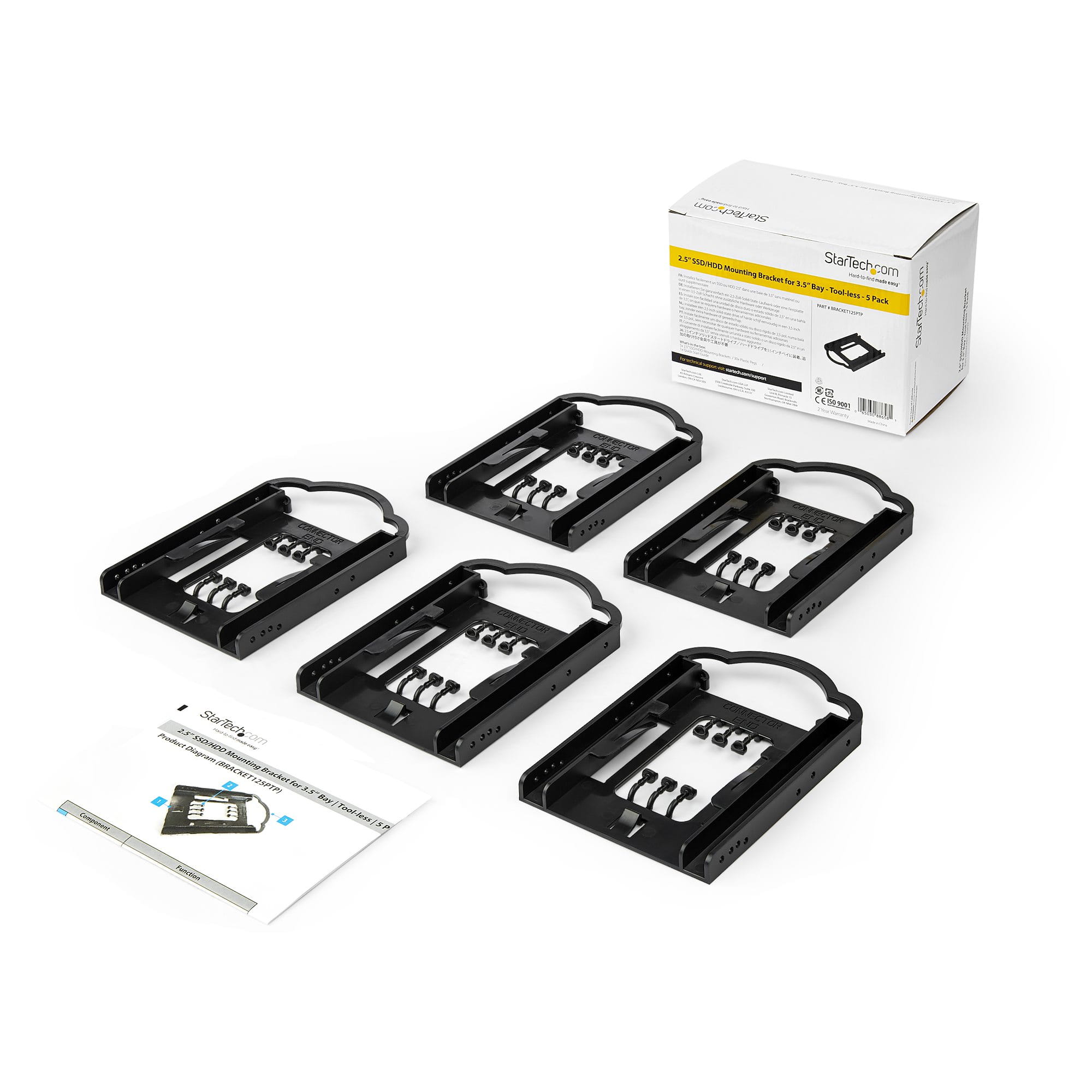 StarTech.com Montageschiene für 3,5" Laufwerksschacht (5er Pack, 2,5" SSD/HDD, werkzeuglose Installation)