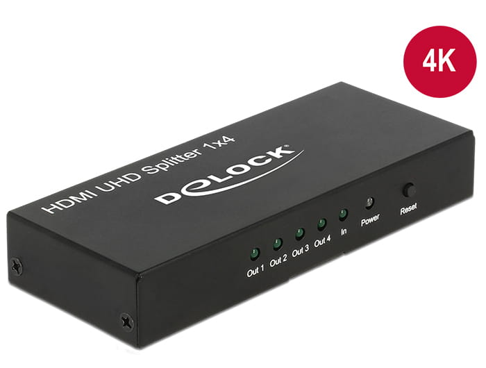 Delock HDMI UHD Splitter 1 x HDMI in > 4 x HDMI out 4K