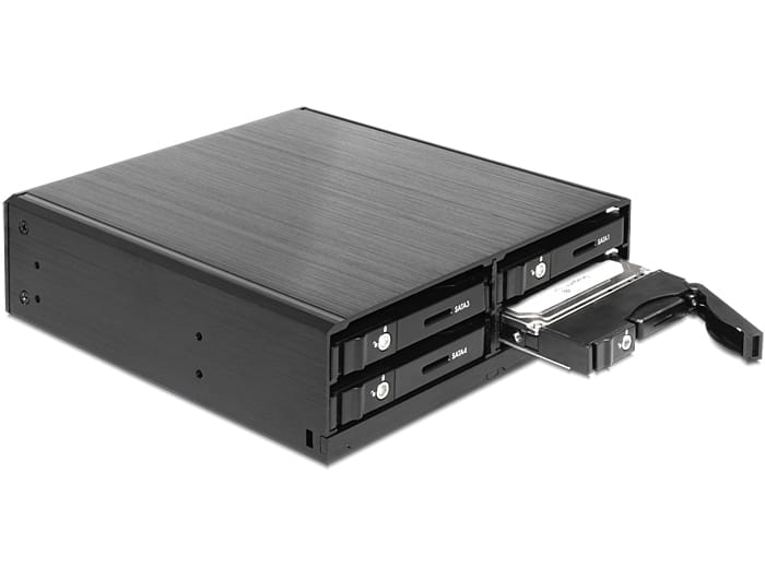 Delock 5.25" Mobile Rack for 4 x 2.5" SATA HDD / SSD - Gehäuse für Speicherlaufwerke mit Lüfter - 2.5" (6.4 cm)