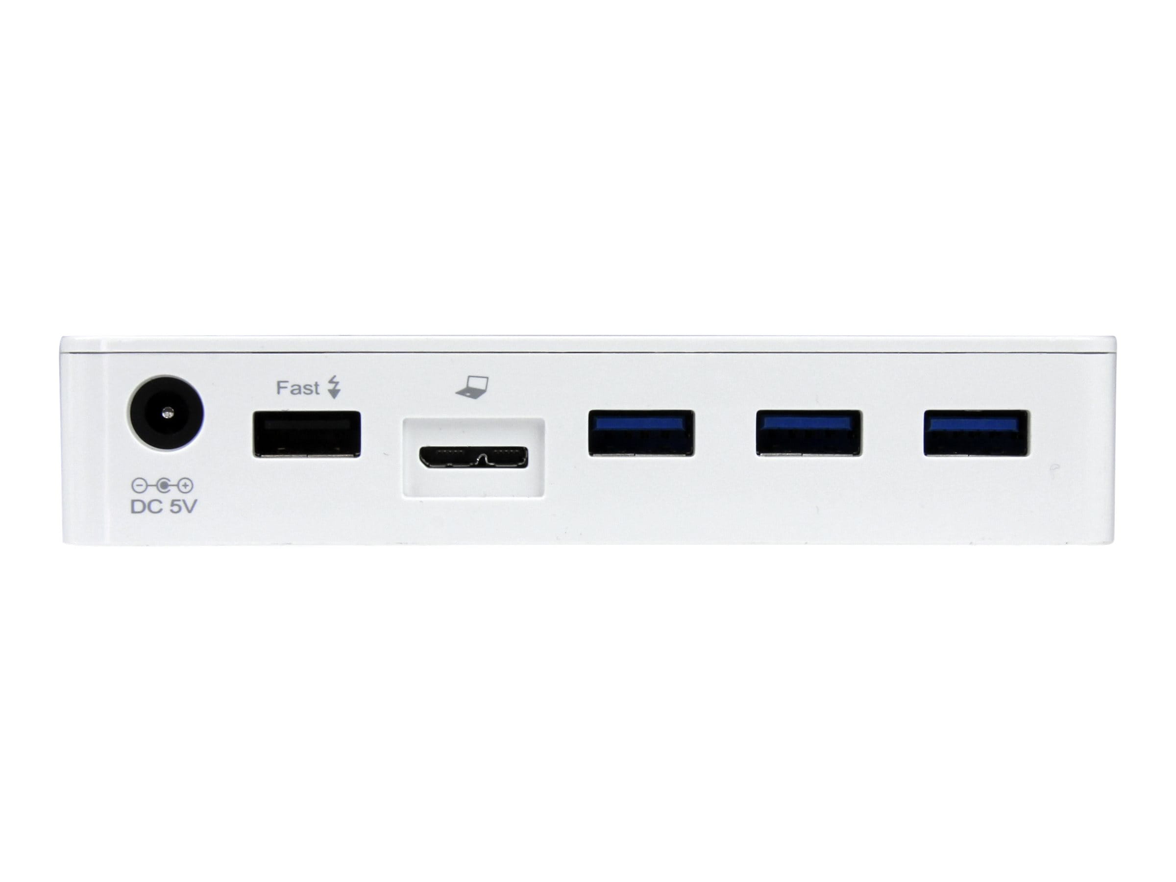 StarTech.com 3 Port USB 3.0 Hub für Laptops und Windows basierte Tablets mit Schnellladeport und Geräteständer