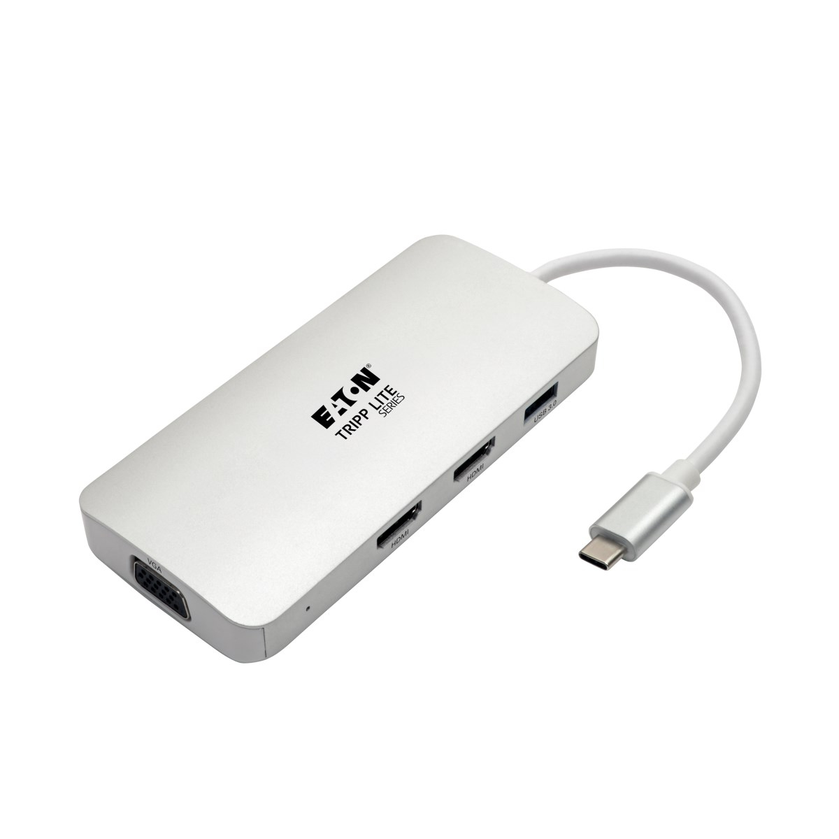 Eaton Tripp Lite Series USB C Docking Station w/ USB-A Hub, 2x HDMI, VGA, PD Charging 1080p @ 60 Hz, Silver USB Type C, USB-C, USB Type-C Thunderbolt 3 Compatible