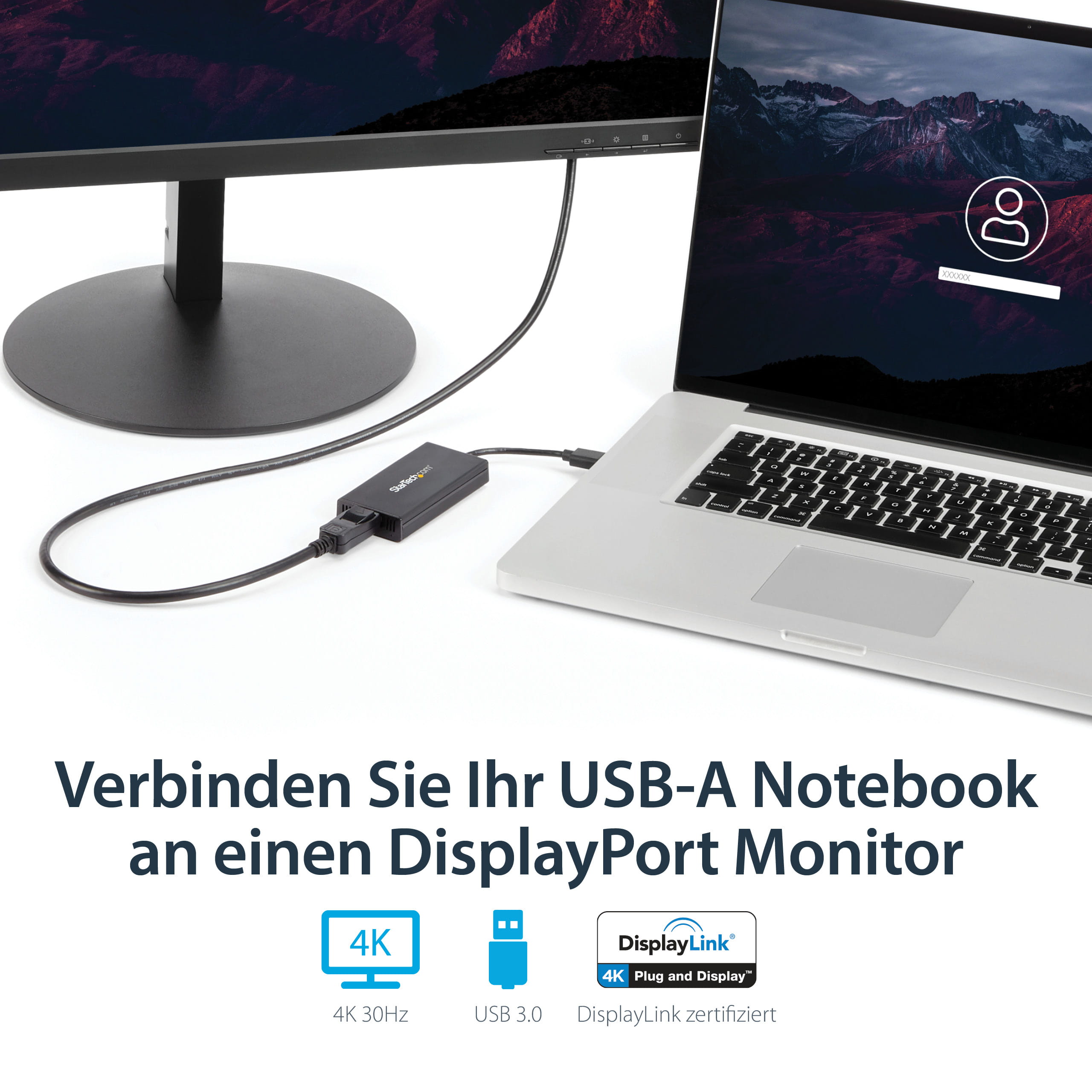 StarTech.com USB 3.0 auf Displayport Adapter - Externe Monitor Grafikkarte DisplayLink zertifiziert - Ultra HD 4k - USB/DisplayPort-Adapter - TAA-konform - USB Typ A (M)