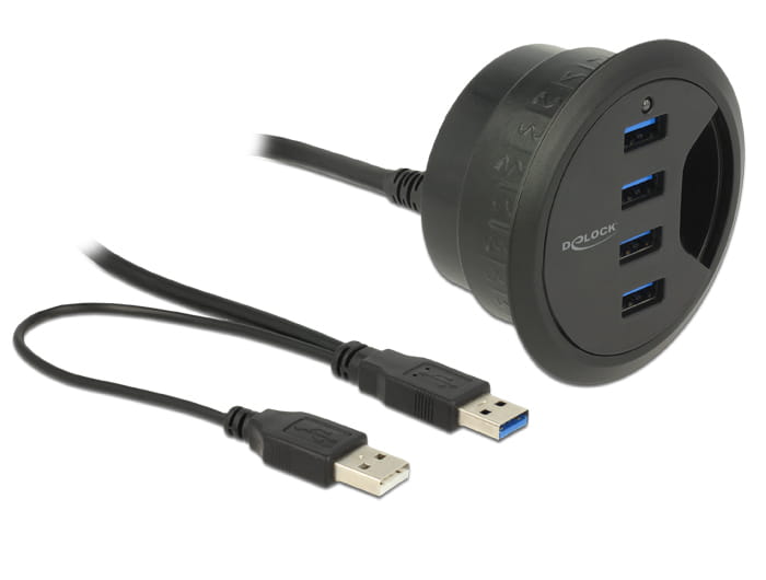 Delock In-Desk Hub - Hub - 4 x SuperSpeed USB 3.0