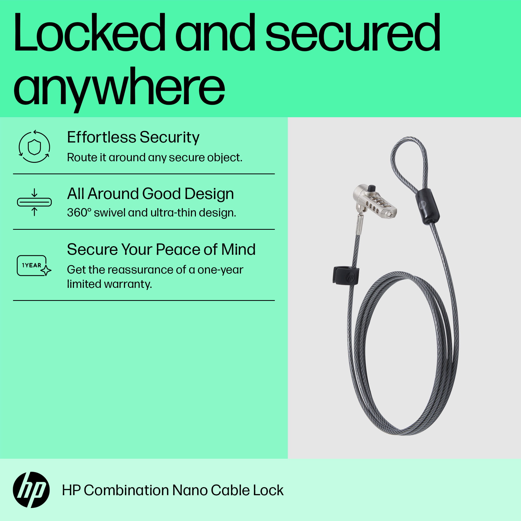 HP Nano Combination Lock - Sicherheitskabelschloss