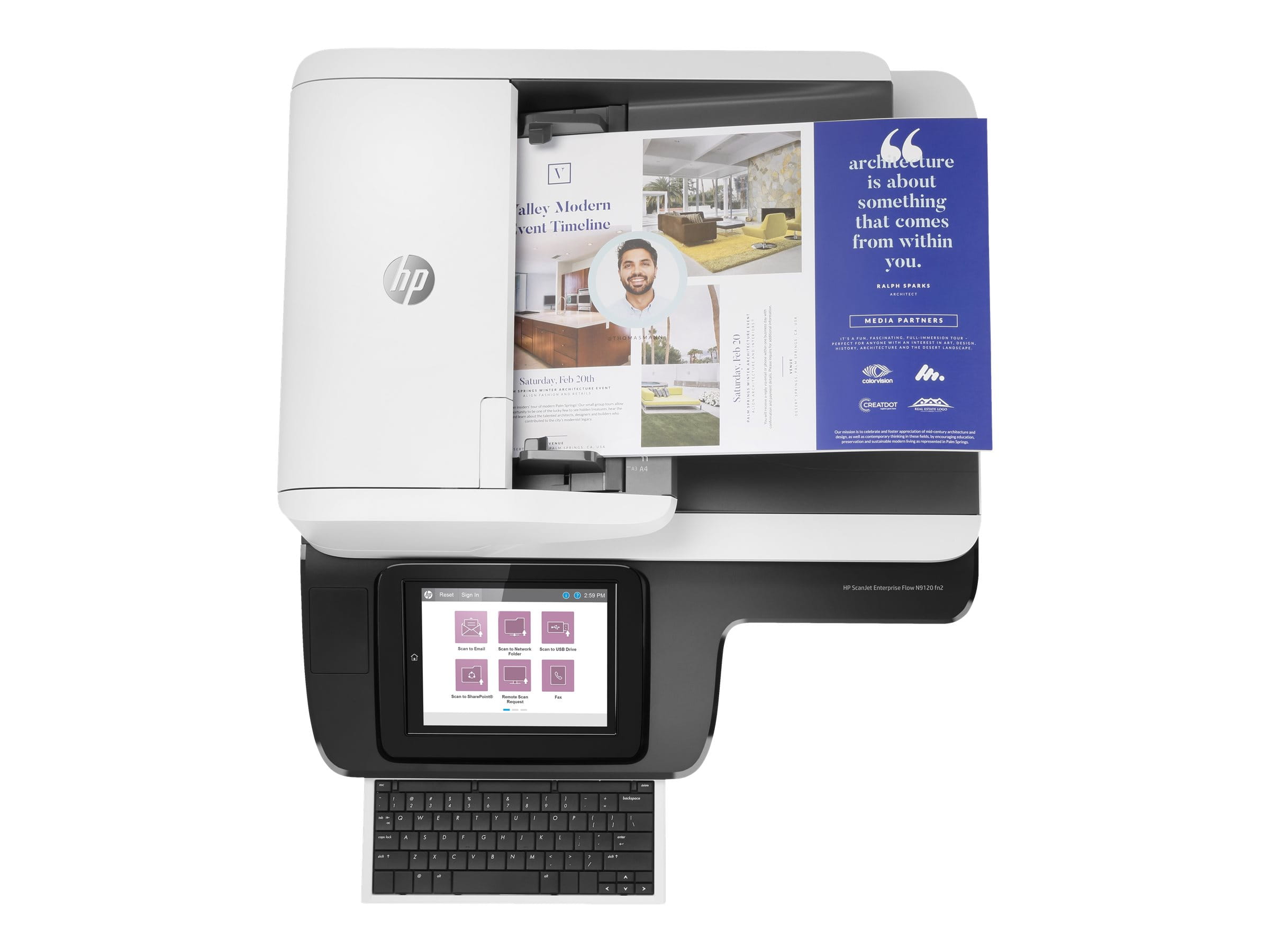 HP ScanJet Enterprise Flow N9120 fn2 - Dokumentenscanner - Flachbett: CCD / ADF: CIS - Duplex - 297 x 864 mm - 600 dpi x 600 dpi - bis zu 120 Seiten/Min. (einfarbig)