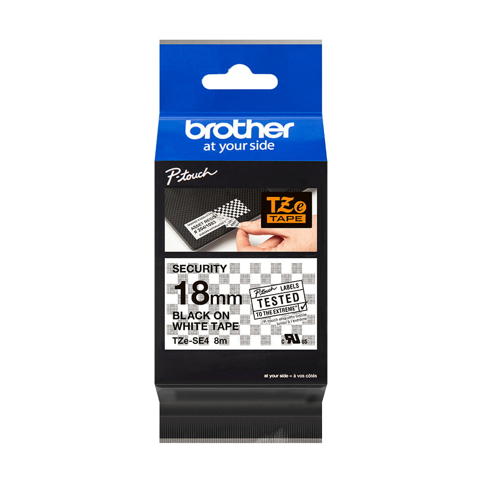 Brother TZe-SE4 - Selbstklebend - Schwarz auf Weiß - Rolle (1,8 cm x 8 m)