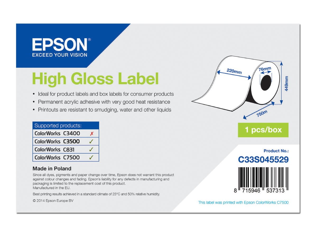 Epson Hochglänzend - weiß - Rolle (22 cm x 750 m) 1 Rolle(n) Etiketten