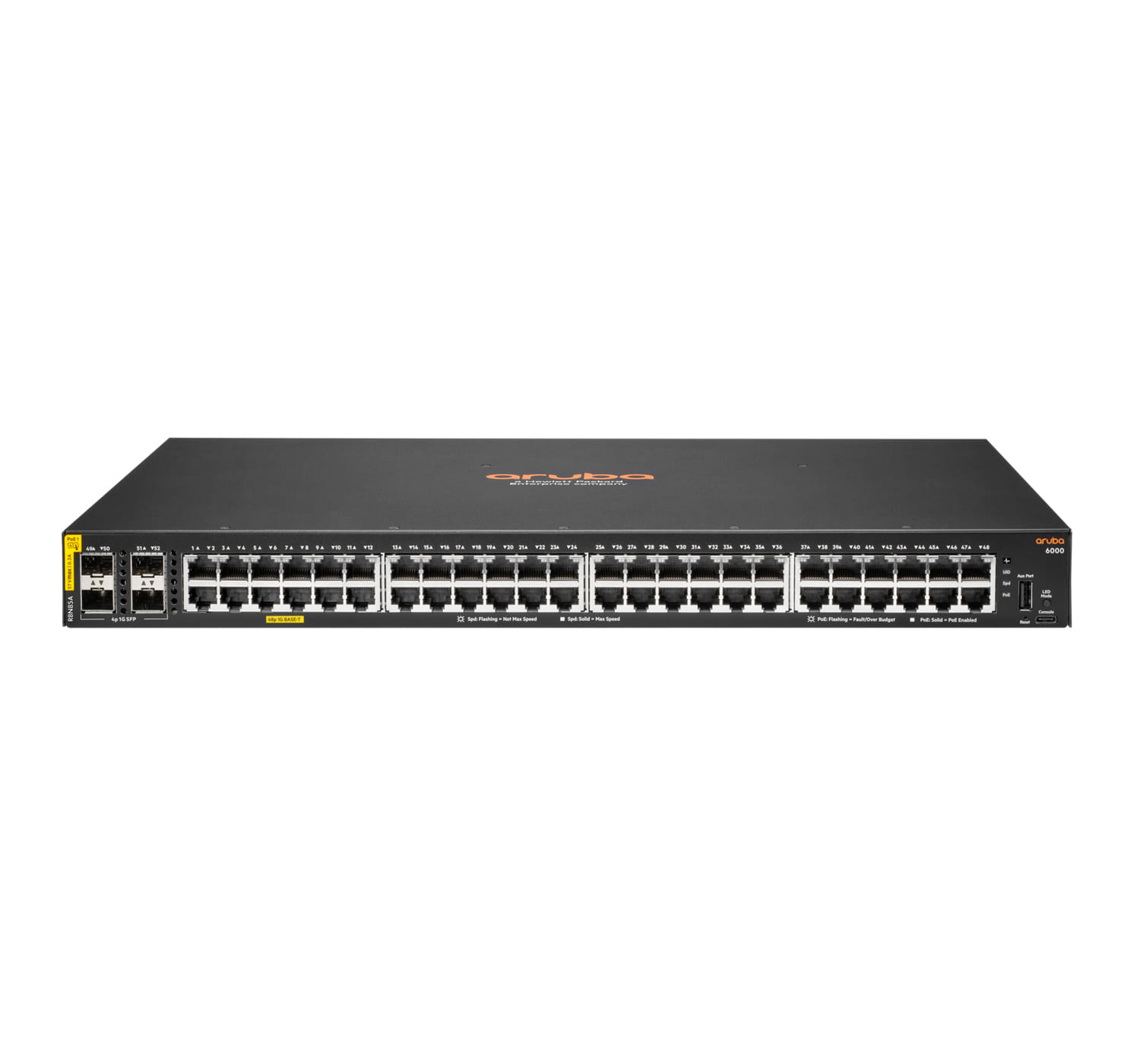 HPE Aruba 6000 48G Class4 PoE 4SFP 370W Switch - Switch - managed - 48 x 10/100/1000 (PoE+)