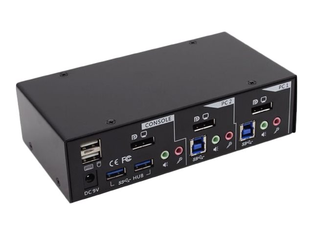 InLine KVM Desktop Switch - 2-fach - DisplayPort - USB 3.0 Hub - mit Audio