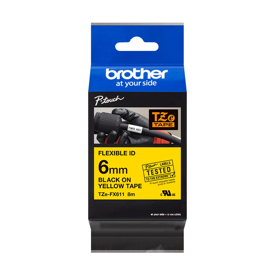 Brother TZe-FX611 - Schwarz auf Gelb - Rolle (0,6 cm x 8 m)