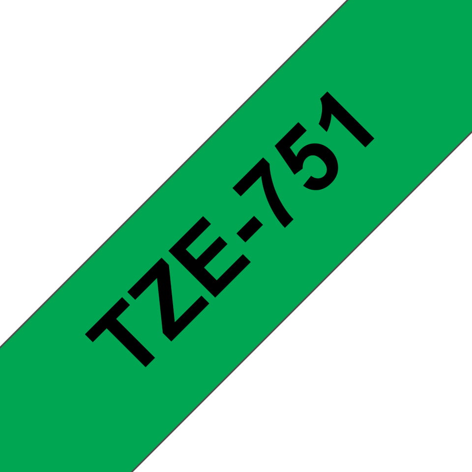 Brother TZe-751 - Schwarz auf Grün - Rolle (2,4 cm x 8 m)