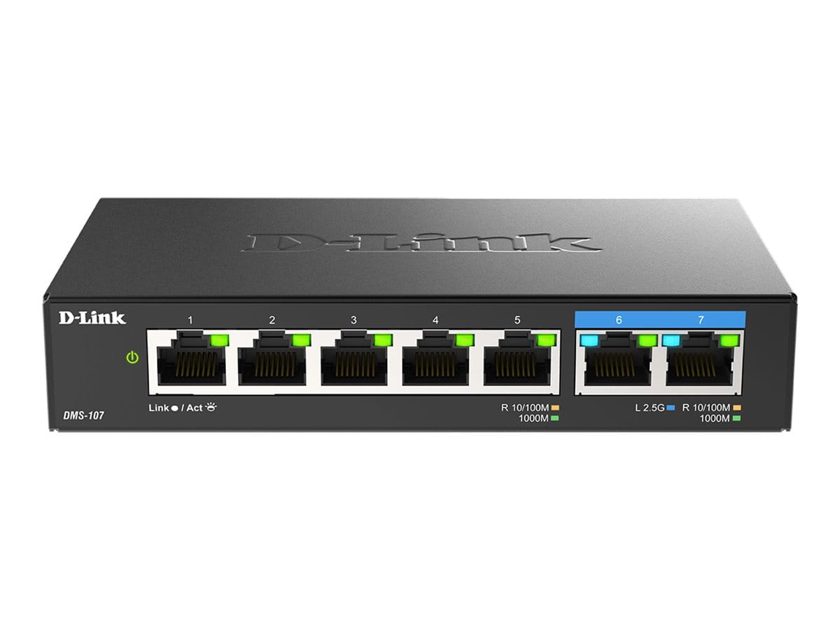 D-Link DMS 107 - Switch - unmanaged - 5 x 10/100/1000 + 2 x 2.5GBase-T
