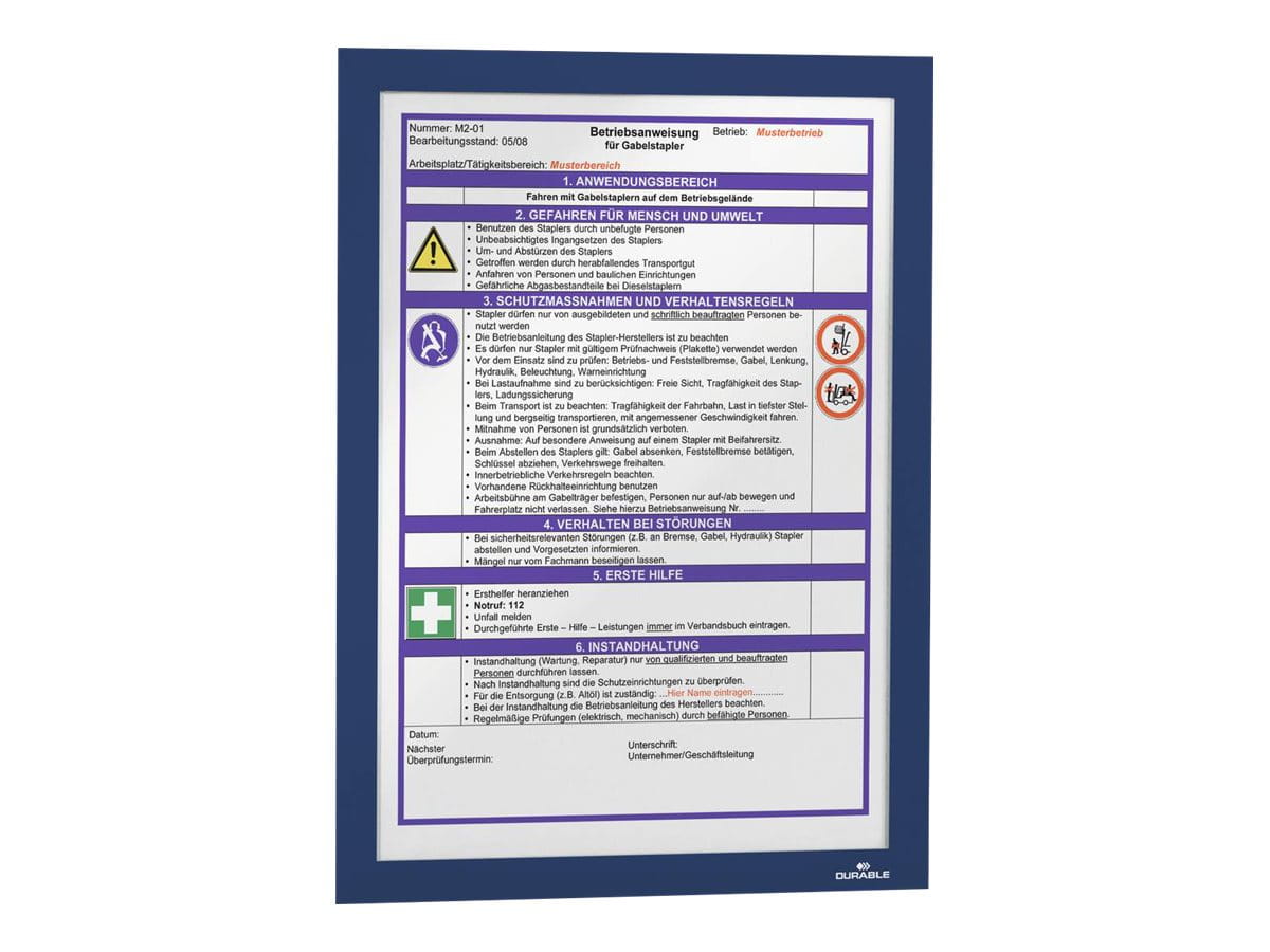 Durable DURAFRAME - Dokumentenhalterung - für A4 - doppelseitig - dunkelblau (Packung mit 2)