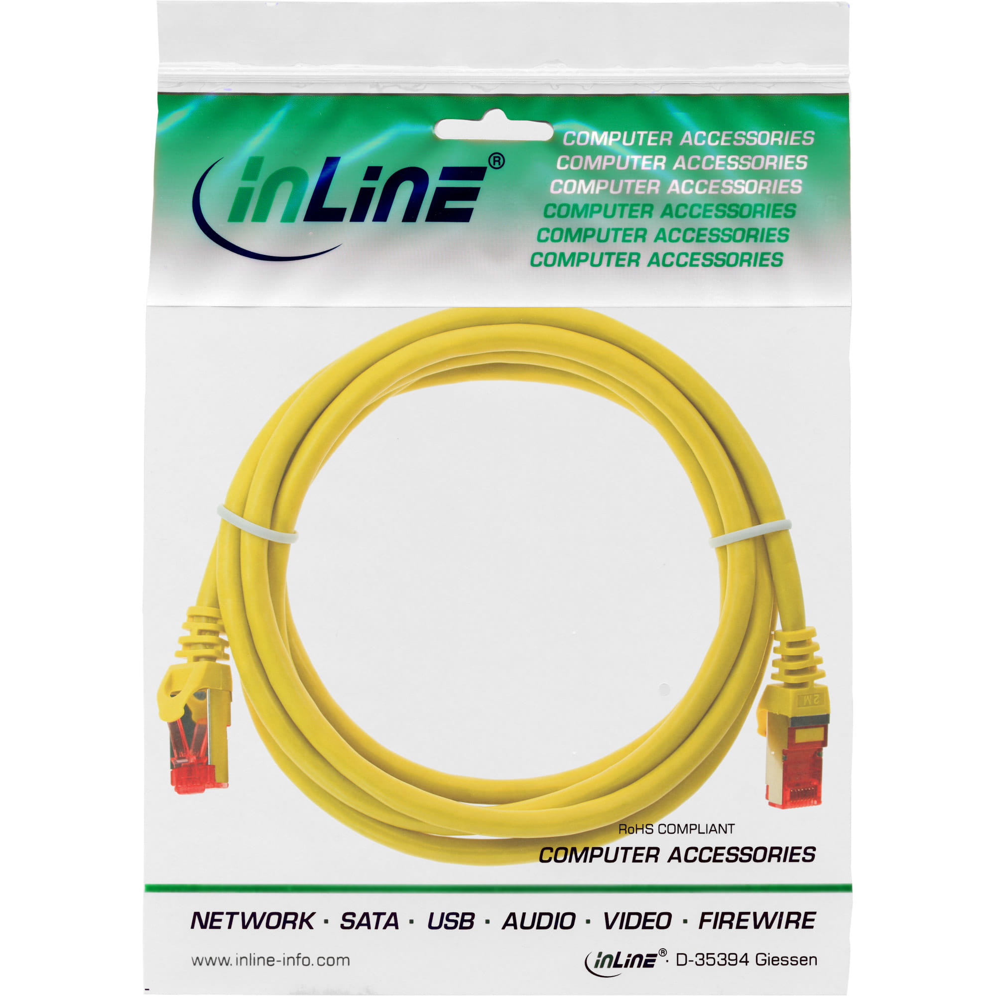 InLine Patchkabel - S/FTP (PiMf) - Cat.6 - 250MHz - PVC - CCA - gelb - 2m