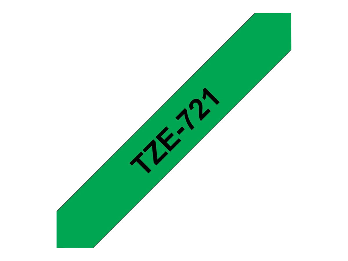Brother TZe-721 - Schwarz auf Grün - Rolle (0,9 cm x 8 m)