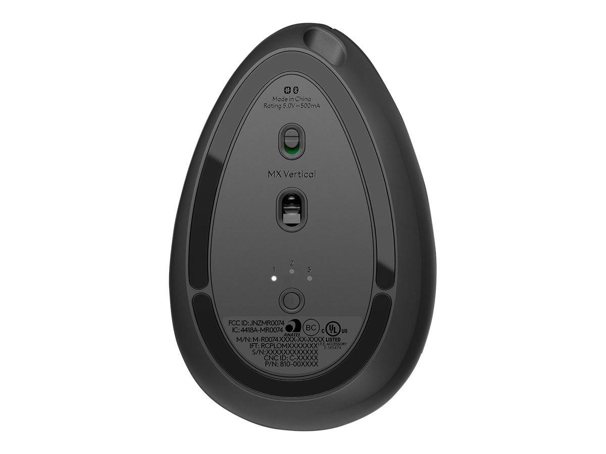 Logitech MX Vertical - Vertikale Maus - ergonomisch - optisch - 6 Tasten - kabellos, kabelgebunden - Bluetooth, 2.4 GHz - kabelloser Empfänger (USB)