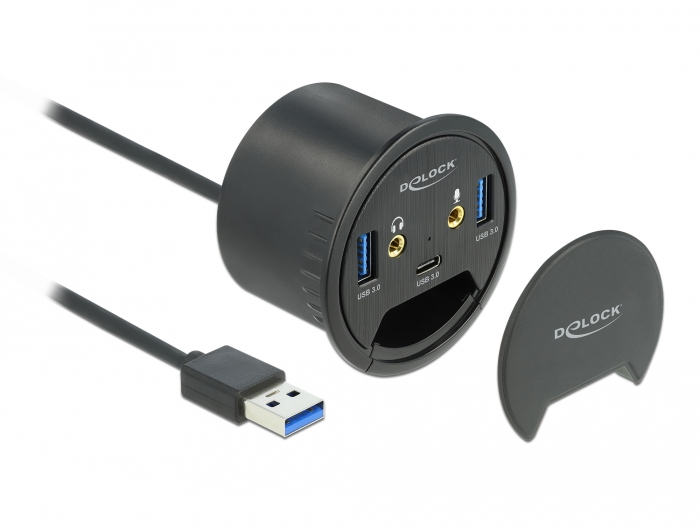 Delock In-Desk Hub - Hub - 2 x USB 3.2 Gen 1 + 2 x Audio + 1 x USB-C 3.2 Gen 1