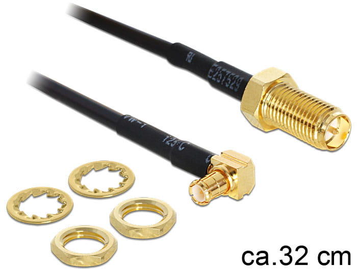 Delock Adapter RP-SMA Jack > MCX 90° Plug - Antennenadapter - RP-SMA (W)