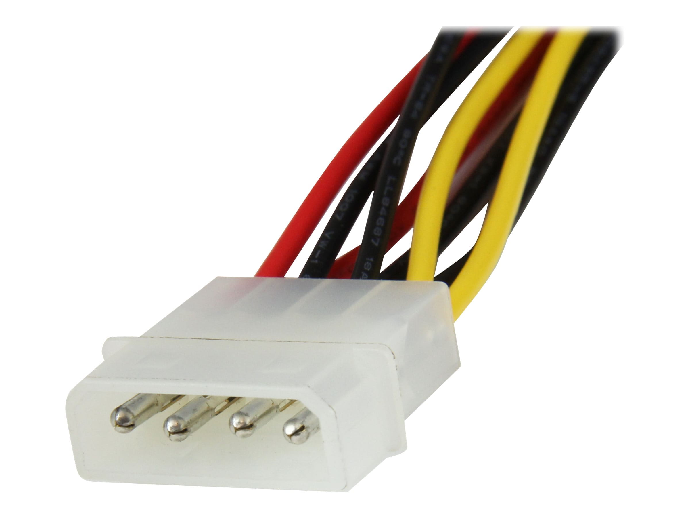 StarTech.com 30 cm 4-Pin LP4 auf SATA Y-Stromkabel rechts gewinkelt - LP4 zu Serial-ATA Splitter Y-Kabel - 90° gewinkelt / gerade (PYO2LP4LSATR)