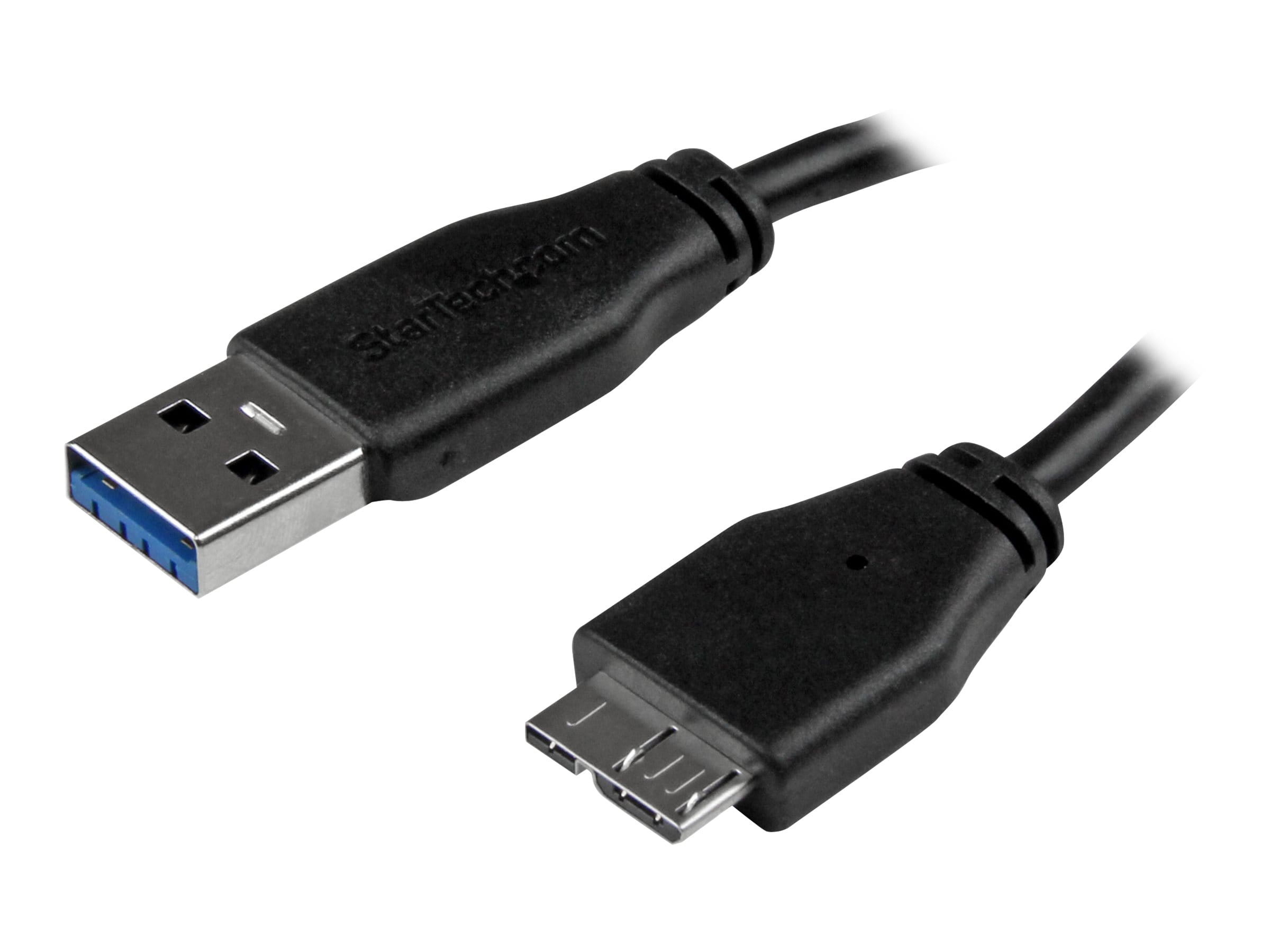 StarTech.com 15cm schlankes SuperSpeed USB 3.0 A auf Micro B Kabel - St/St - USB 3.0 Anschlusskabel - Schwarz - USB-Kabel - Micro-USB Typ B (M)