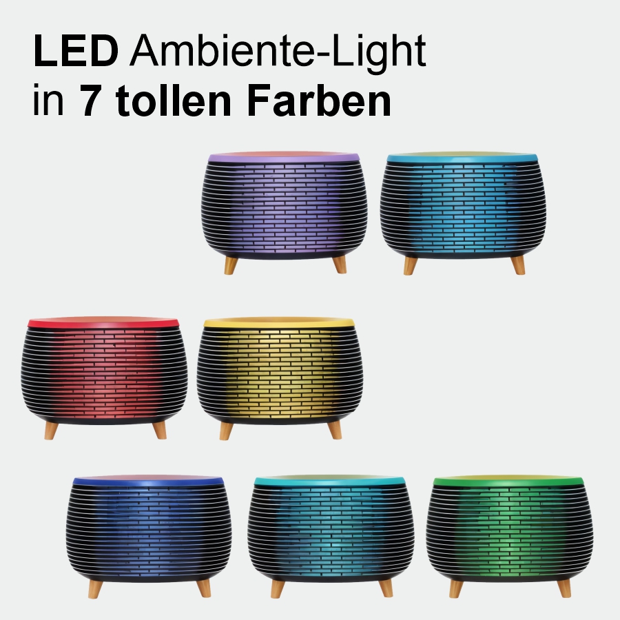 eTense Aroma Diffusor für Duftöle mit LED Ambientelicht - schwarz