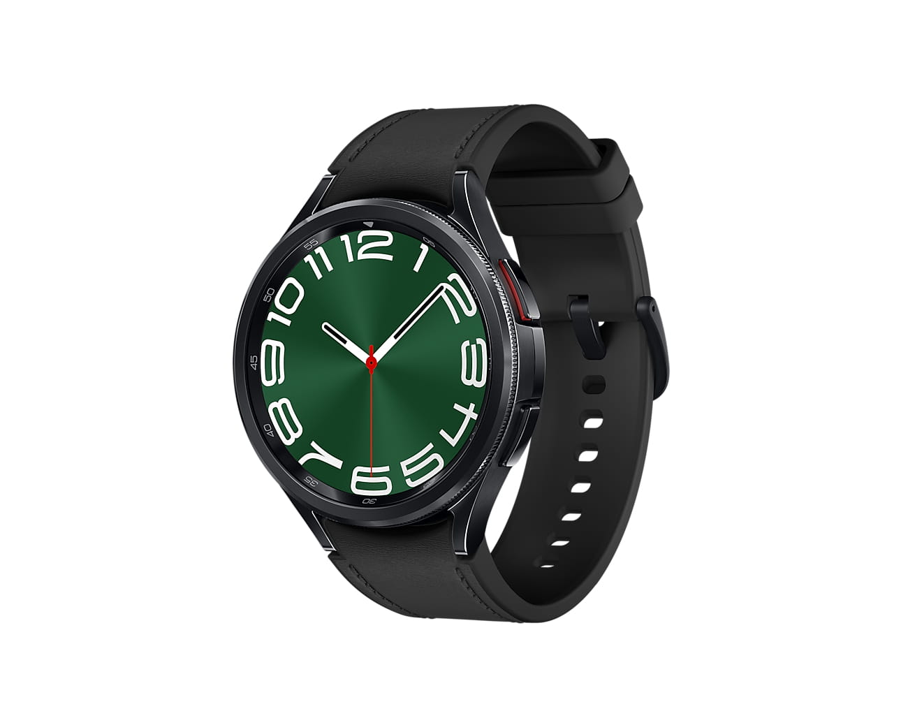 Samsung Galaxy Watch6 Classic - 47 mm - intelligente Uhr mit Band - Hybrid-Eco-Leder - schwarz - Bandgröße: M/L - Anzeige 3.73 cm (1.5")