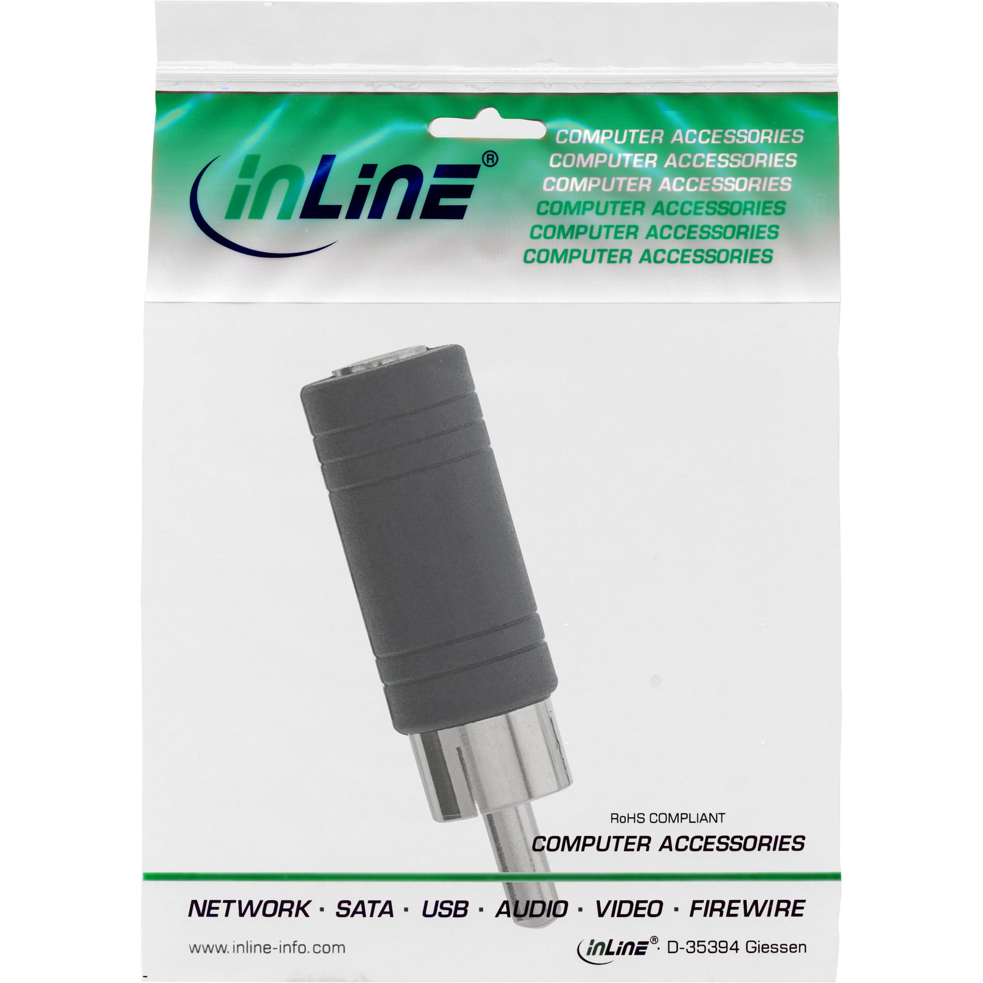 InLine Audio Adapter - Cinch Stecker auf 3,5mm Klinke Buchse - Mono