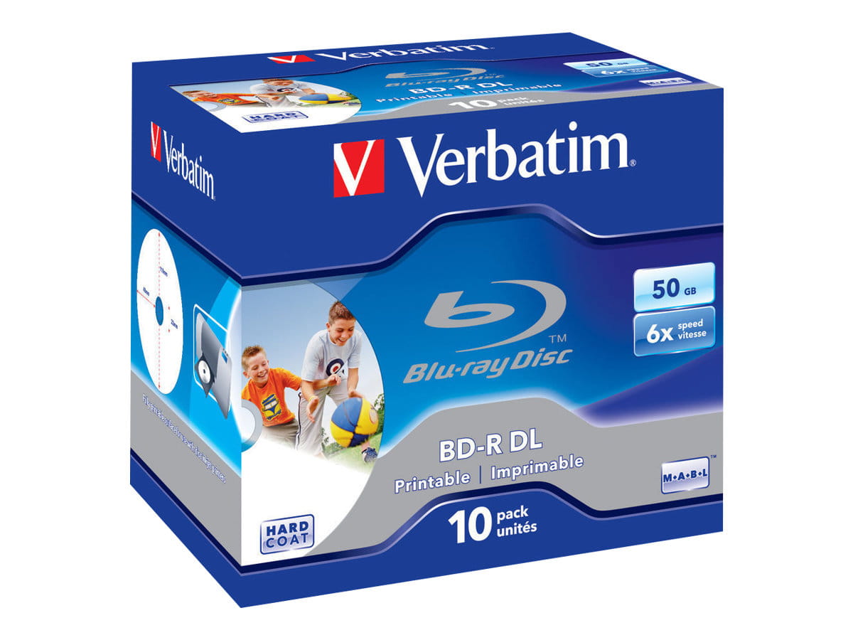 Verbatim 10 x BD-R DL - 50 GB 6x - mit Tintenstrahldrucker bedruckbare Oberfläche - Jewel Case (Schachtel)