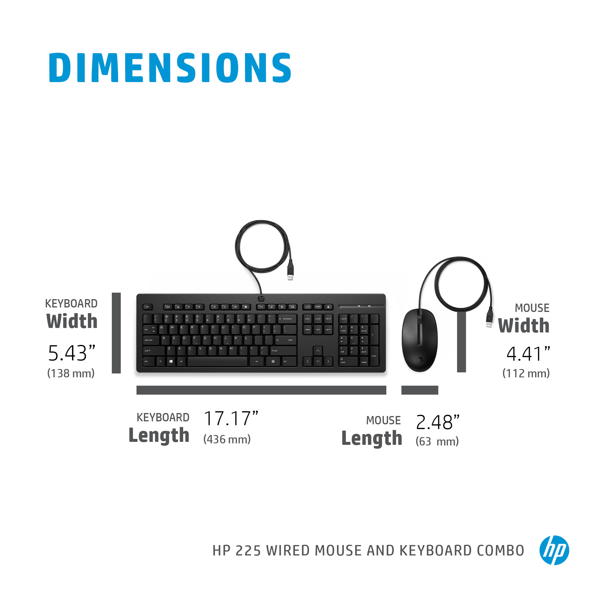 HP 225 - Tastatur-und-Maus-Set - USB - Schwarz