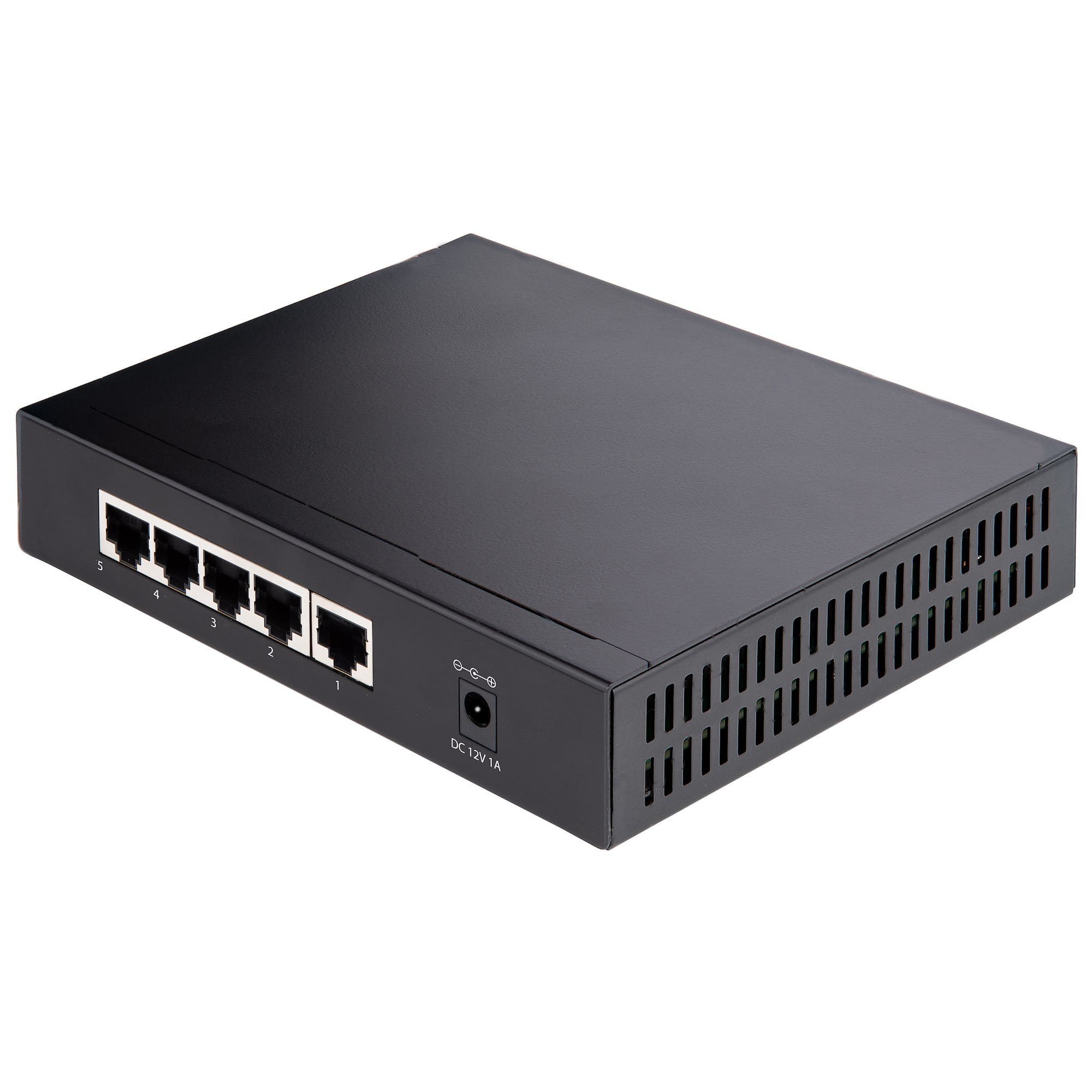 StarTech.com 5 Port Gigabit Switch - Unverwalteter 2.5Gbit/s Switch - Office-/Heimnetzwerk/Lan Switch/Verteiler für Tisch/Wandmontage - Rückwärtskompatibel mit 10/100/1000Mbit/s - Ganzmetall (DS52000)