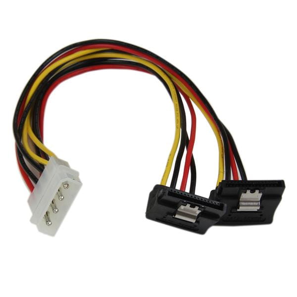 StarTech.com 30 cm 4-Pin LP4 auf SATA Y-Stromkabel rechts gewinkelt - LP4 zu Serial-ATA Splitter Y-Kabel - 90° gewinkelt / gerade (PYO2LP4LSATR)