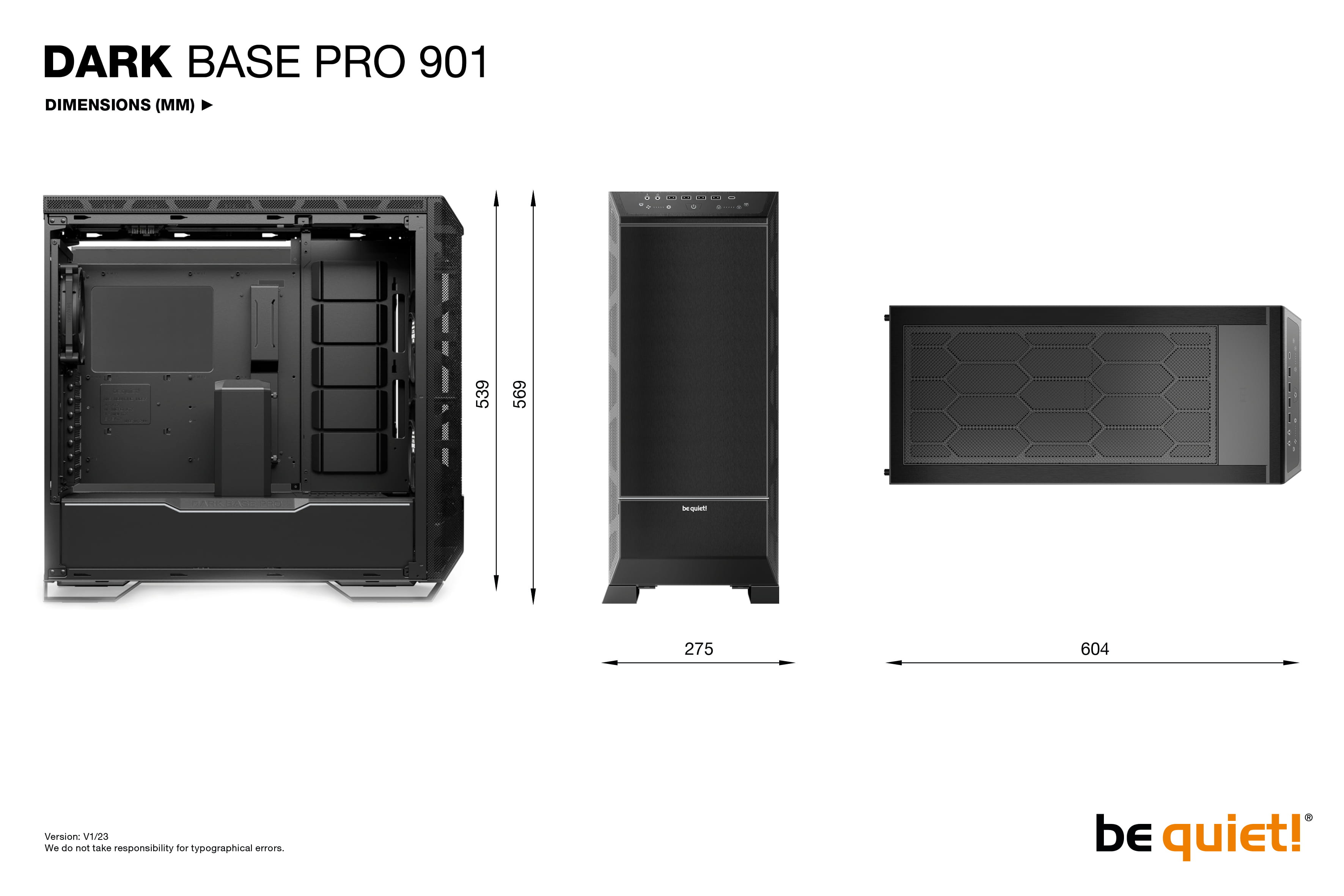 Be Quiet! Dark Base Pro 901 - FT - ATX - Seitenteil mit Fenster (gehärtetes Glas)