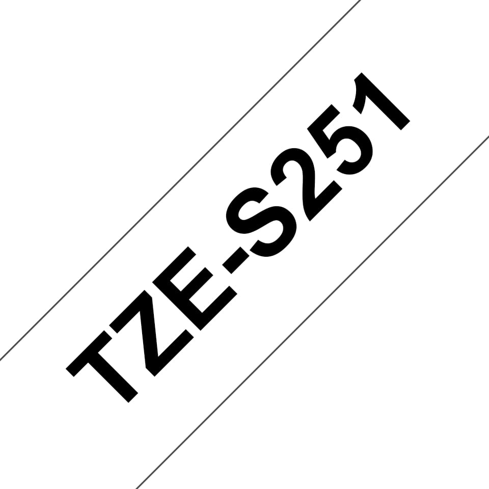 Brother TZe-S251 - Extra starker Klebstoff - Schwarz auf Weiß - Rolle (2,4 cm x 8 m)