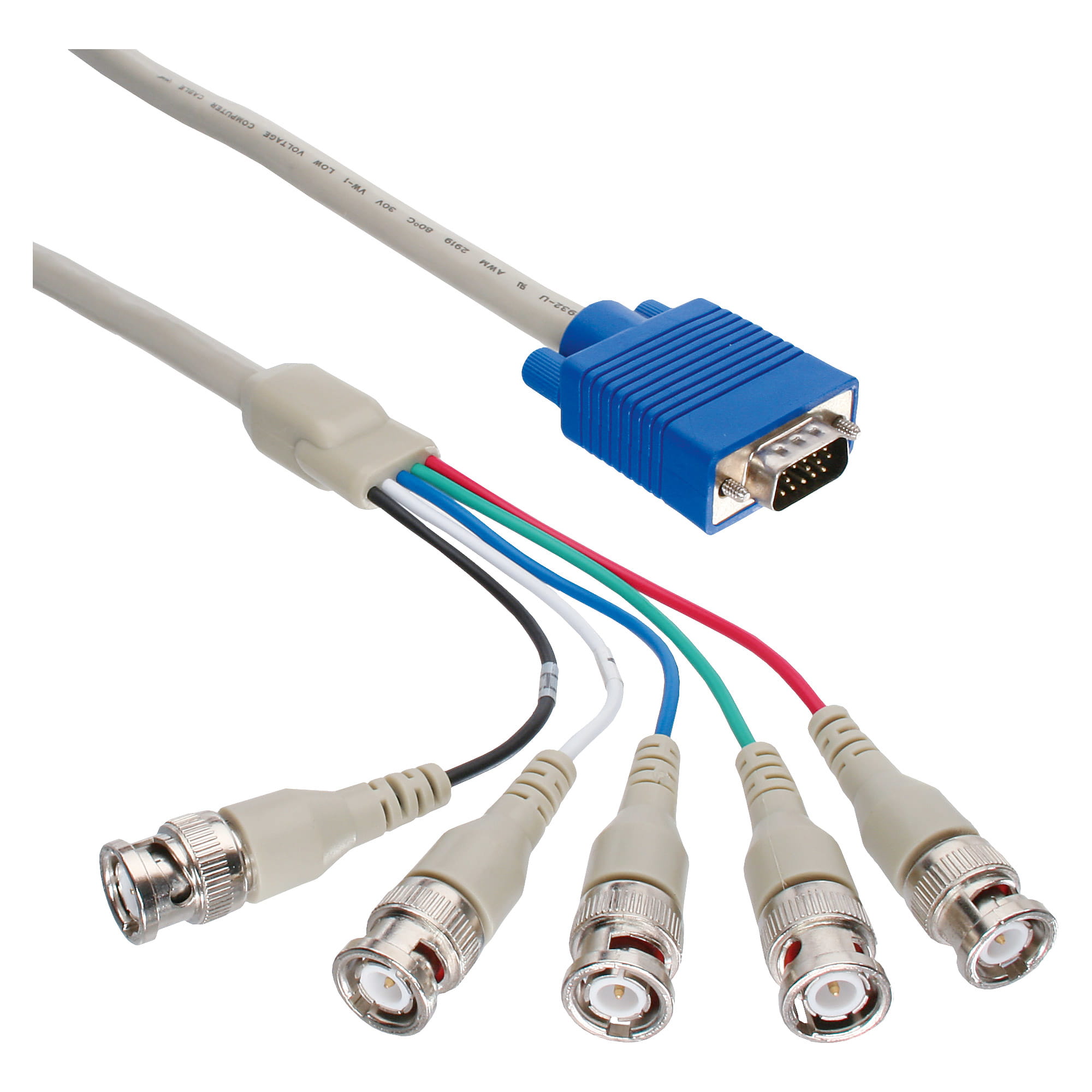 InLine VGA BNC Kabel - 5x BNC Stecker an 15pol HD Stecker - 3m