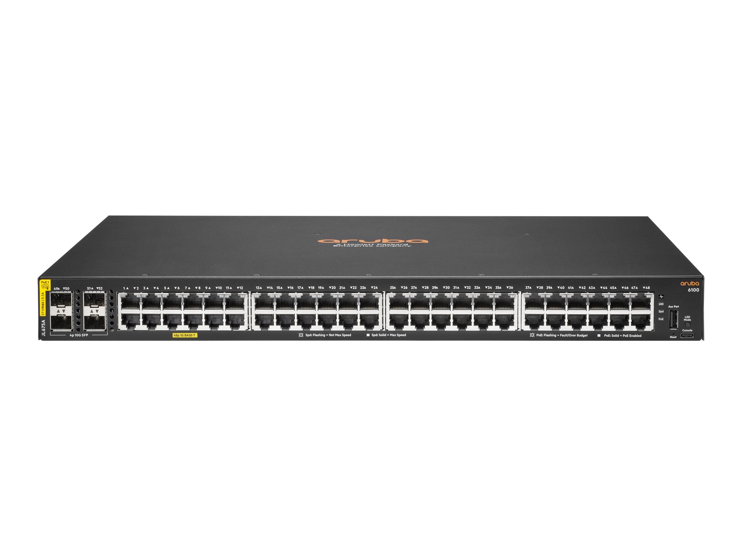 HPE Aruba 6100 48G Class4 PoE 4SFP+ 370W Switch - Switch - managed - 48 x 10/100/1000 (PoE+)