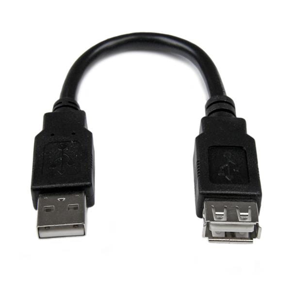 StarTech.com USB 2.0 Verlängerung 15cm - USB-A Verlängerungskabel Stecker auf Buchse - Schwarz - USB-Verlängerungskabel - USB (M)